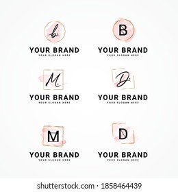 Vector de plantilla de diseño de logotipos de acuarela. Diseño de logotipo elegante
