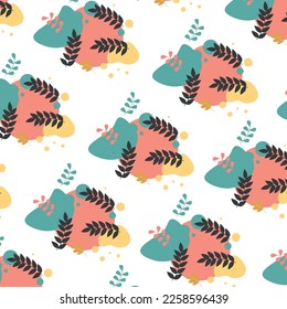 watercolor logo pattern and colorful leaves