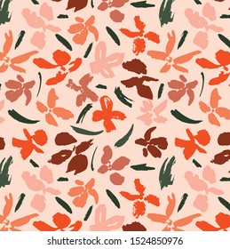 watercolor loose abstract floral vector seamless pattern light background