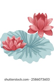 Watercolor lotus flower on white background