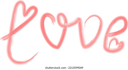 Watercolor love text isolated vector illustration for decor of Valentine's day