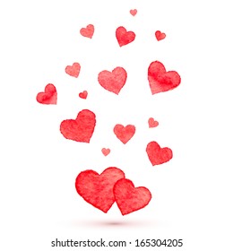 Watercolor lovely vector hearts