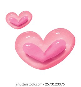 Watercolor lovely vector two hearts