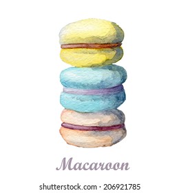 Watercolor Macarons Hand Painted Illustration. Eps10