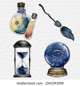 watercolor magic element set cartoon