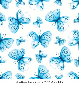 watercolor magical butterflies seamless pattern