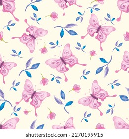 watercolor magical butterfly seamless pattern