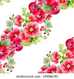 Watercolor mallows seamless pattern on white background vector