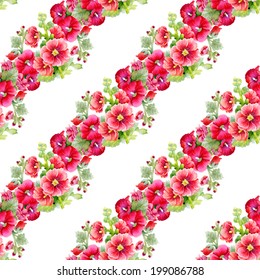Watercolor mallows seamless pattern on white background vector