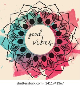 Watercolor mandala background. Boho style.
