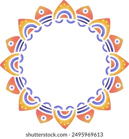 Elemento decorativo del marco del mandala de la acuarela, lugar para el texto para las invitaciones, tarjeta de felicitaciones