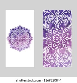 Watercolor mandala geometric round ornament, circular abstract pattern. Hand drawn decorative vector design element