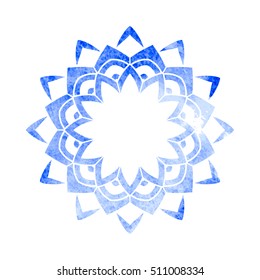 Watercolor mandala isolated on white. Vector texture circular 