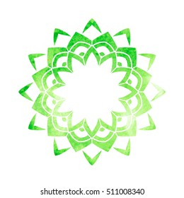 Watercolor mandala isolated on white. Vector texture circular pa