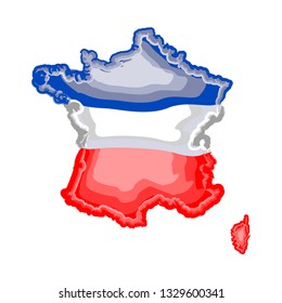 Watercolor map of France with flag. Vector illustration design