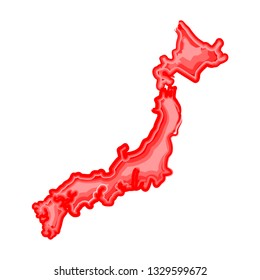 Watercolor map of Japan. Vector illustration design