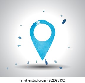 watercolor Map pointer flat single icon