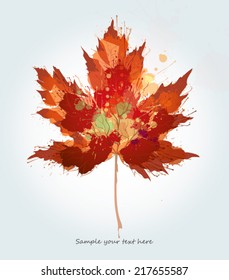 Watercolor maple leaf illustration
