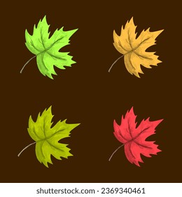 Ilustración vectorial de la hoja de arce de color de agua. Diseño conceptual de otoño, otoño y día de acción de gracias.