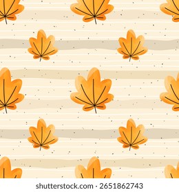 Watercolor maple leaves seamless pattern in warm autumn tones. Perfect for seasonal textile, digital paper, and cozy fall designs.