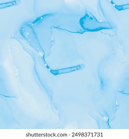 Watercolor Marble. Blue Oriental Background. Alcohol Ink Canvas. Gold Art Paint. Shiny Bronze Pattern. Foil Marble Watercolor. Ocean Elegant Watercolor. Liquid Abstract Sea Template. Vector Vector Ink