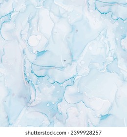 Watercolor Marble. Trendy Seamless Art Template. Metal Luxury Pattern. Gold Seamless Watercolor. Blue Ink Paint. Ocean Elegant Watercolor. Foil Marble Background. Vector Ink Marble. Pastel Alcohol Ink