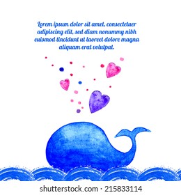 Watercolor marine background. Vector. Can be used for wallpaper,  pack, web page, banners.