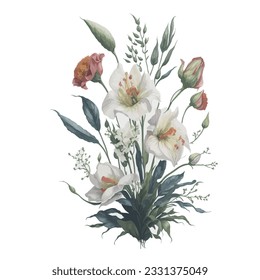 Aquarell Masdevallia Vektor: Diese Vektorgrafik erfasst wunderbar die einzigartige Eleganz der Masdevallia Orchidee in einem Aquarell-Stil. Die zarten Striche und lebhaften Farben.