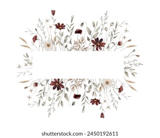 Watercolor Meadow Pressed Flower Frame	