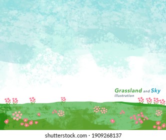 
Watercolor Meadow And Sky Vector Illustration Background