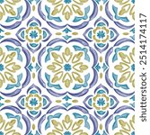 Watercolor Medallion pattern Watercolor Damask Moroccan tile repeat file