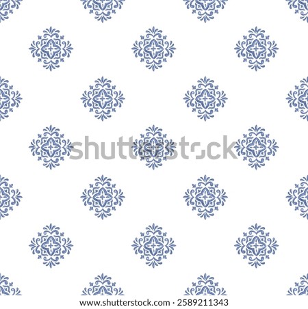 Watercolor Medallion repeat vector file, Traditional print, Moroccan tile pattern