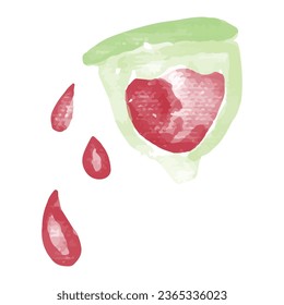 watercolor menstruation cup element design. female menstruation design