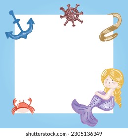 watercolor mermaid frame templates design