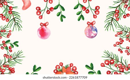 Aquarell Frohe Weihnachten und glückliche Neujahrselemente - Hintergrund