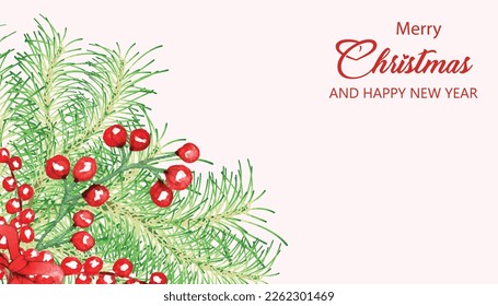 Watercolor Merry Christmas and Happy New Year background
