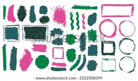 Watercolor messy brush stroke mega batch. Freehand border box casual elements. Droplet blot textured banner silhouette bundle. Brushstroke ink splashes design.