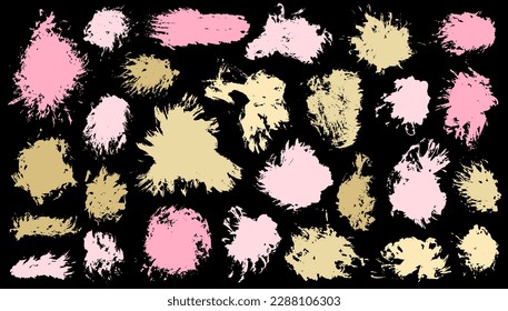 Watercolor messy daub vector group. Freehand smudge blotch vintage shapes. Droplet splash web sticker backdrop batch. Brush stroke gouache stains drawing.