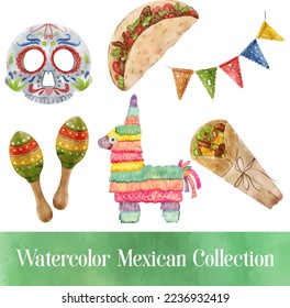 watercolor Mexican element clip art