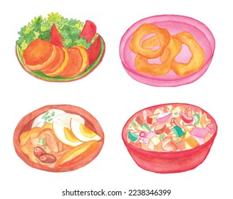 Watercolor Mexican Food Clipart Set, Watercolor Latin American Food Clipart