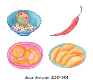 Watercolor Mexican Food Clipart Set, Watercolor Latin American Food Clipart