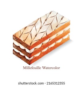 Watercolor of millefeuille cake vector design great for cards, banners, headers, party posters or decorate your artwork.