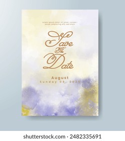 Watercolor Minimal Card. Classic Vector Design Cards. Wedding Abstract Background Invitation. Art Template. Set of Creative Illustrations for Brochure, Cover Design. Minimalistic Watercolor Artwork.