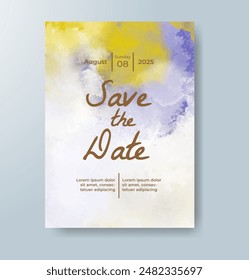 Watercolor Minimal Card. Classic Vector Design Cards. Wedding Abstract Background Invitation. Art Template. Set of Creative Illustrations for Brochure, Cover Design. Minimalistic Watercolor Artwork.