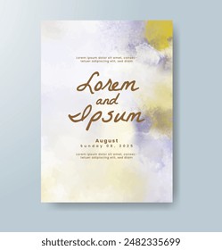 Watercolor Minimal Card. Classic Vector Design Cards. Wedding Abstract Background Invitation. Art Template. Set of Creative Illustrations for Brochure, Cover Design. Minimalistic Watercolor Artwork.