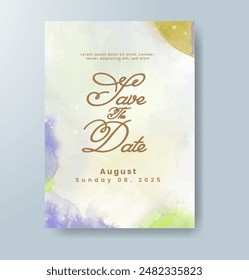 Watercolor Minimal Card. Classic Vector Design Cards. Wedding Abstract Background Invitation. Art Template. Set of Creative Illustrations for Brochure, Cover Design. Minimalistic Watercolor Artwork.