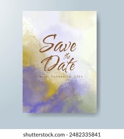 Watercolor Minimal Card. Classic Vector Design Cards. Wedding Abstract Background Invitation. Art Template. Set of Creative Illustrations for Brochure, Cover Design. Minimalistic Watercolor Artwork.