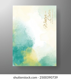 Watercolor Minimal Card. Classic Vector Design Cards. Wedding Abstract Background Invitation Art Template. Set of Creative Illustrations for Brochure, Cover Design. Minimalistic Watercolor Artwork.