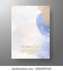 Watercolor Minimal Card. Classic Vector Design Cards. Wedding Abstract Background Invitation Art Template. Set of Creative Illustrations for Brochure, Cover Design. Minimalistic Watercolor Artwork.