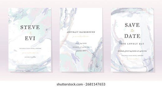 Watercolor Minimal Card. Classic Vector Design Cards. Wedding Abstract Background Invitation. Art Template. Set of Creative Illustrations for Brochure, Cover Design. Minimalistic Watercolor Artwork.
